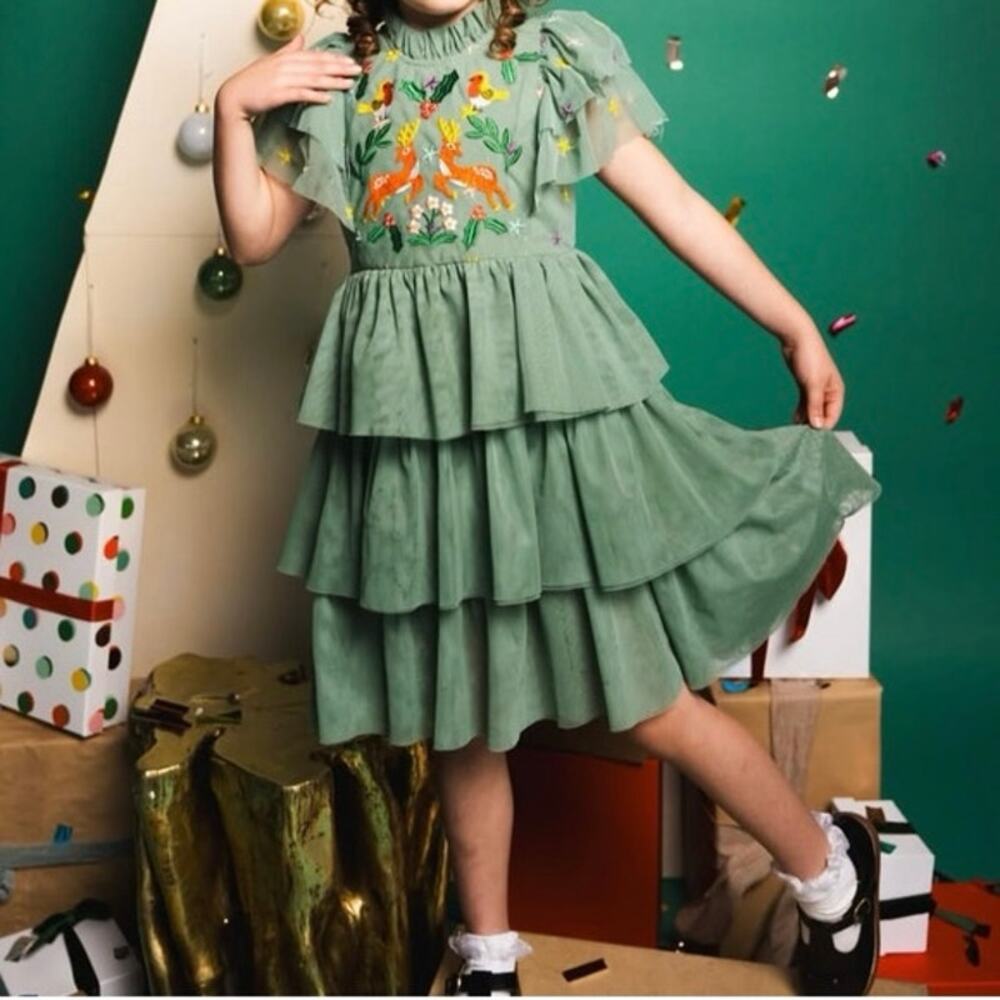 Green Tiered Kids Dress